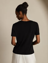 [Zwart] SilkSilky-NL Short Sleeve V Neck Dames T-Shirt 002