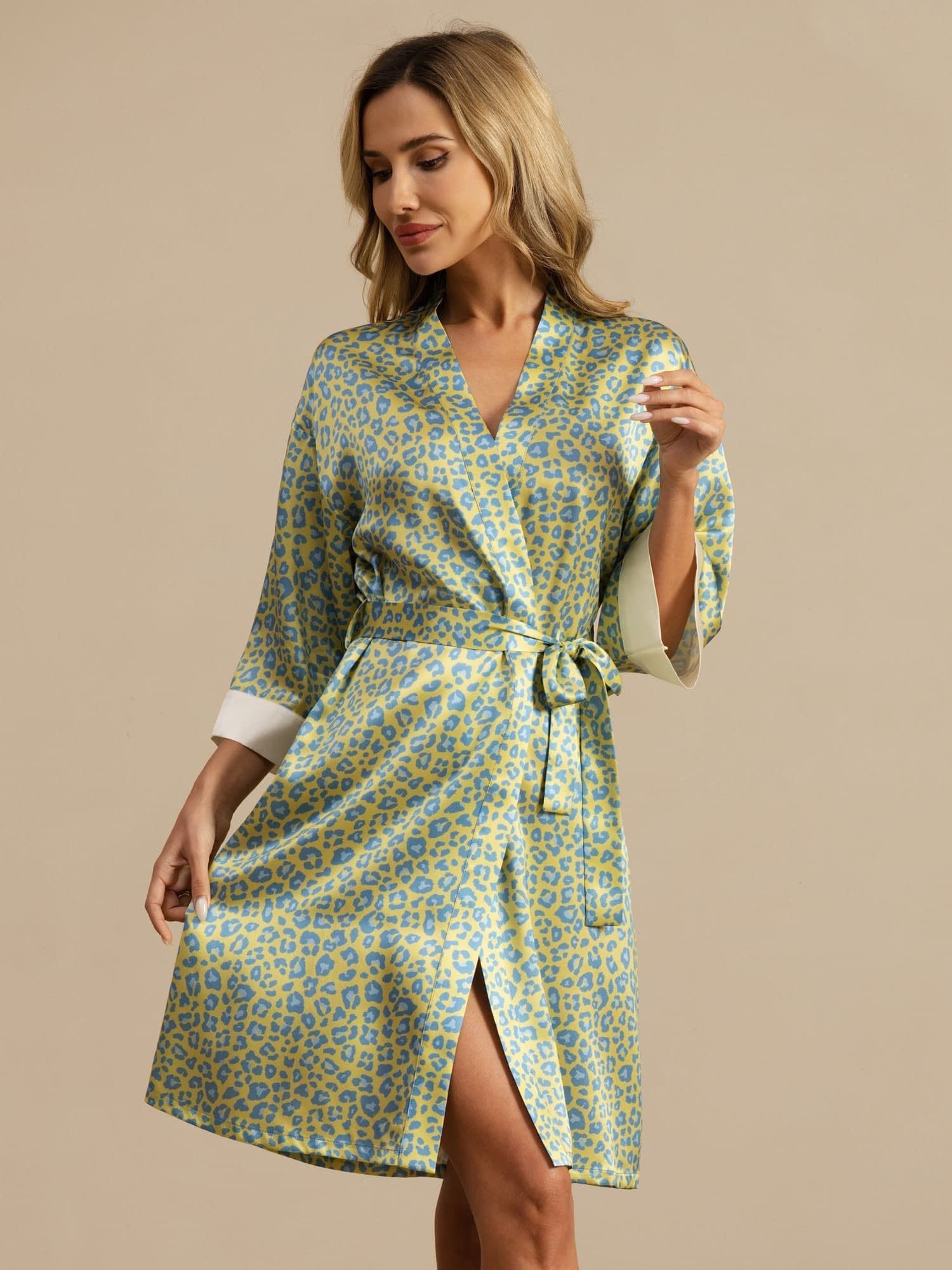 [Groene Luipaard] SilkSilky-NL 19Momme 3/4 Mouw Dames Kamerjas 003