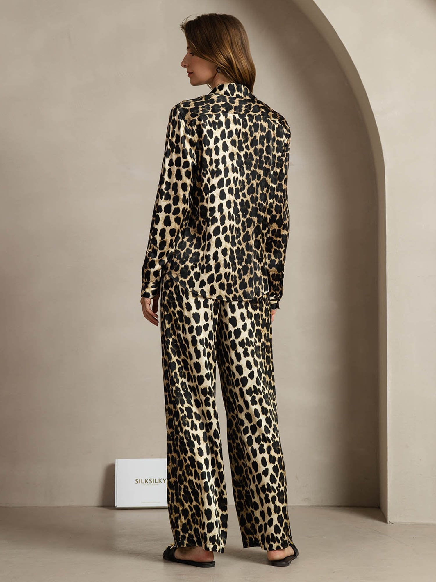 [Leopard] SilkSilky-NL 19Momme Zijde Kraag Women''s Outfit Sets 002