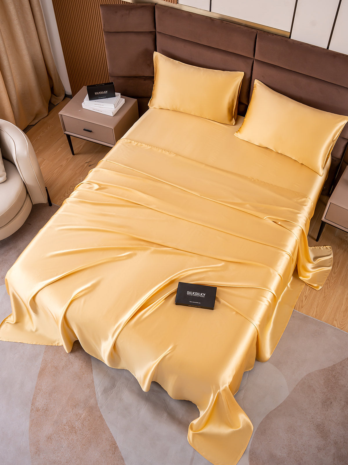 SilkSilky NL 19Momme Pure Silk Bedding Set Champagne 003