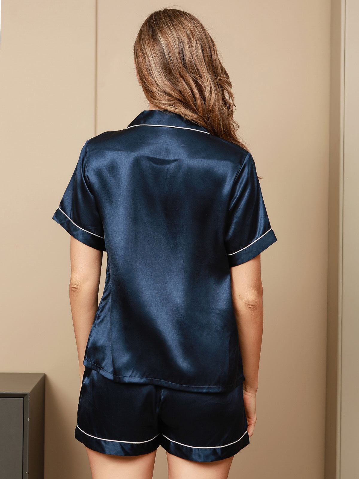 [Donkerblauw] SilkSilky-NL Womens Pajamas 002