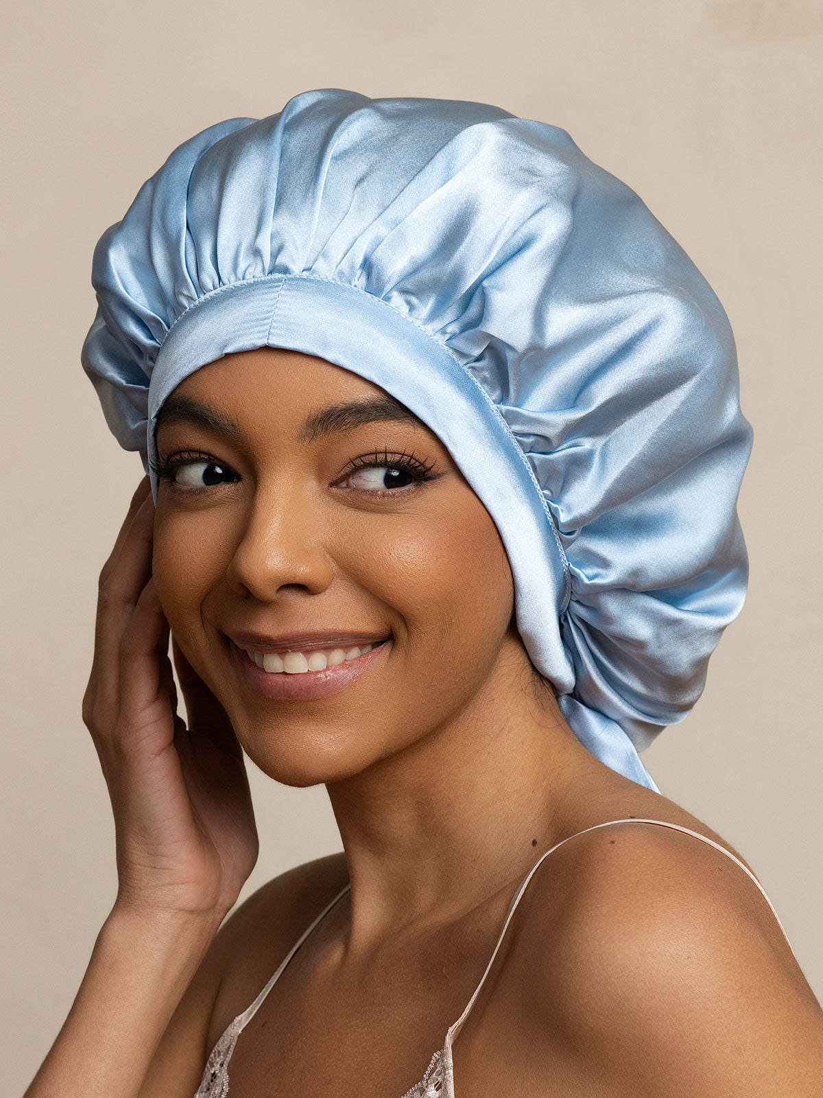 [Lichtblauw] SilkSilky-NL Sleep Cap 003