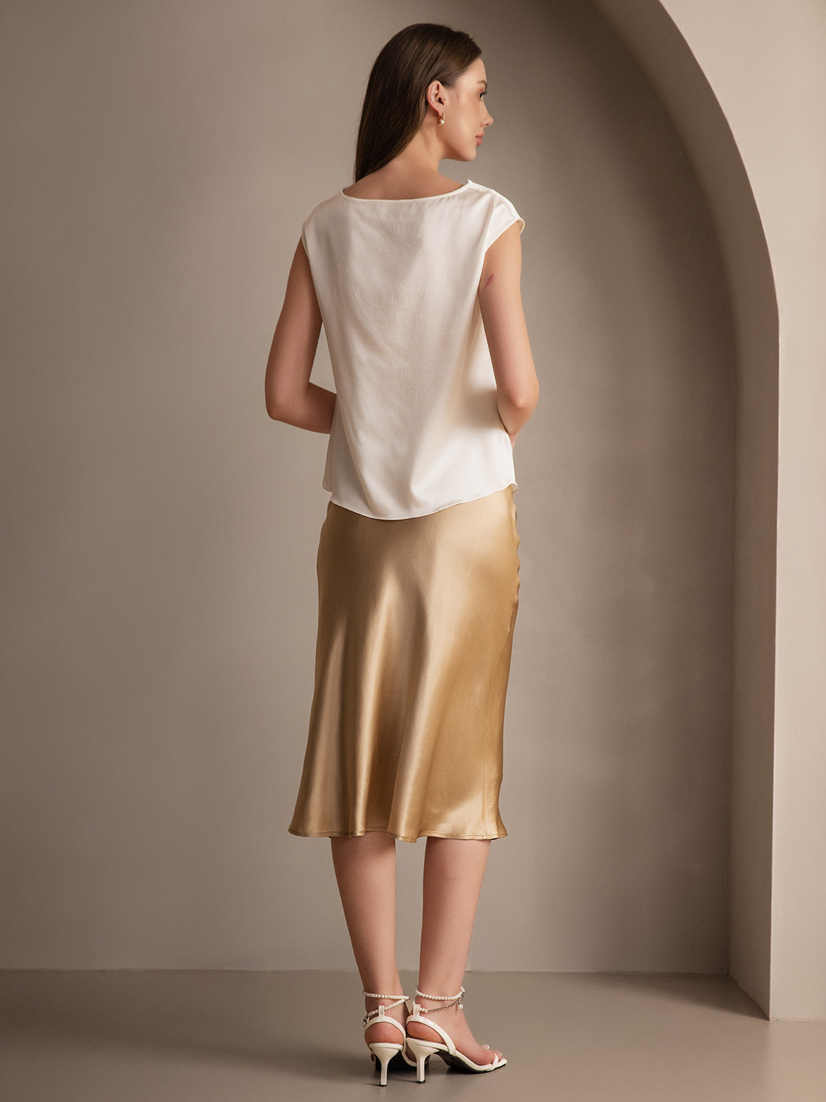 [Champagne] SilkSilky-NL 19Momme Skirt 005,