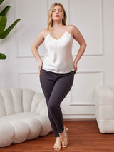 [Wit] SilkSilky-NL Spaghetti Bandjes V Hals Grote maten Cami-Top 005