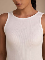 [Wit] SilkSilky-NL Sleeveless Round Neck Cami-Top 006