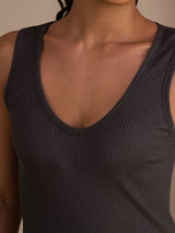 [Grijs] SilkSilky-NL Sleeveless Deep V Neck Cami-Top 005