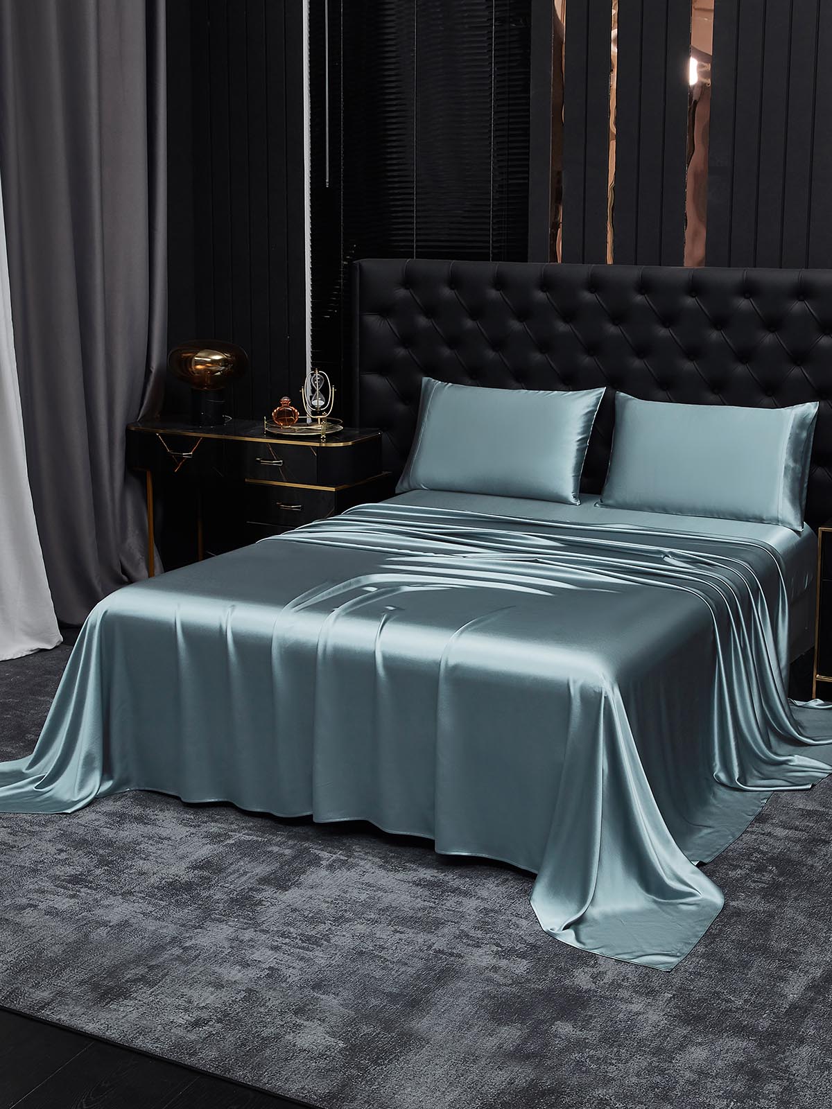 [Grijsachtig Blauw] SilkSilky-NL 19Momme Bedding Set 001