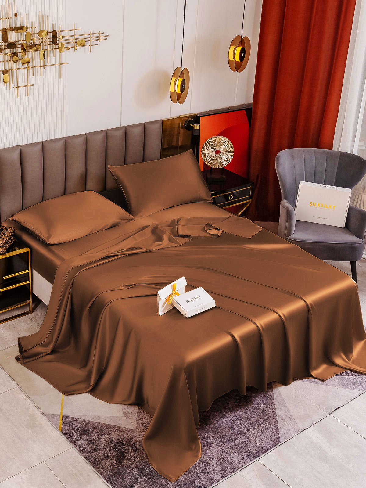 [Koffie] SilkSilky-NL 19Momme Bedding Set 001