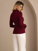 [Wijn] SilkSilky-NL Long Sleeve Turtle Neck Dames T-Shirt 002