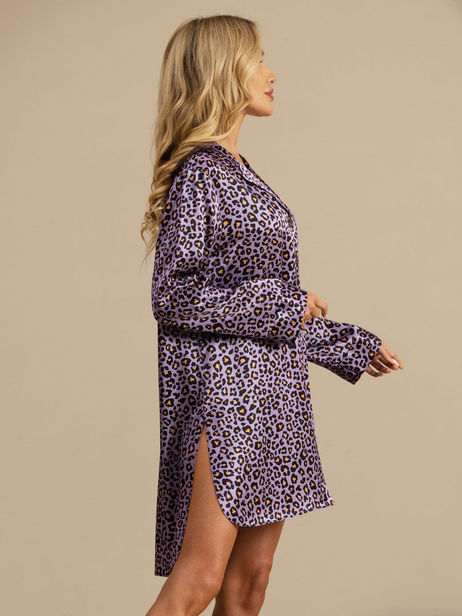 [Paarse Luipaard] SilkSilky-NL 19Momme Lange Mouw Slaap Hemd 004