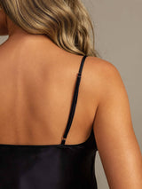 [Zwart] SilkSilky-NL Spaghetti Strap V Neck Cami-Set 006