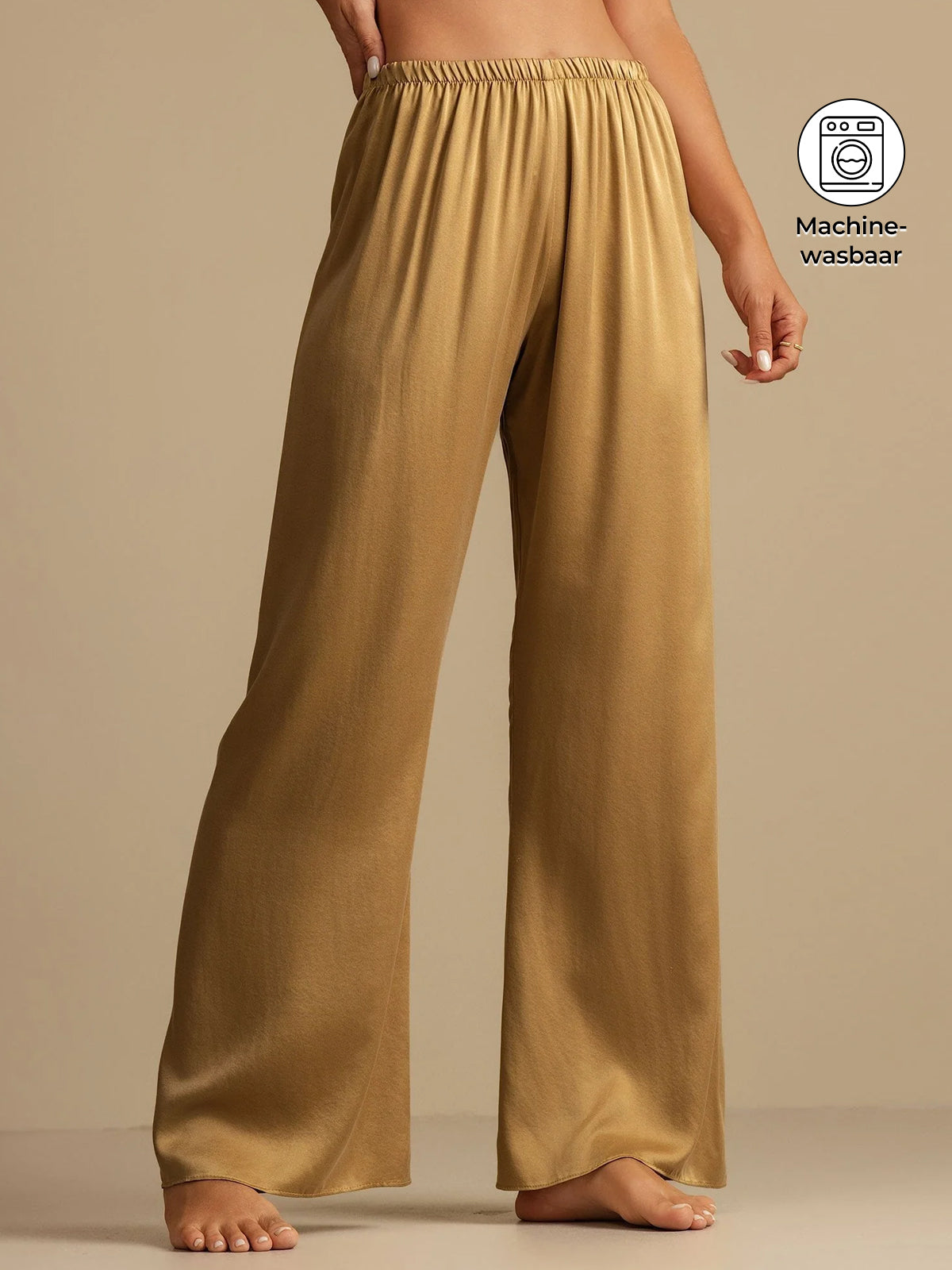 19Momme Wasbare Zijden Wijd-Pijp Dames Slaapbroek met Elastische Taille