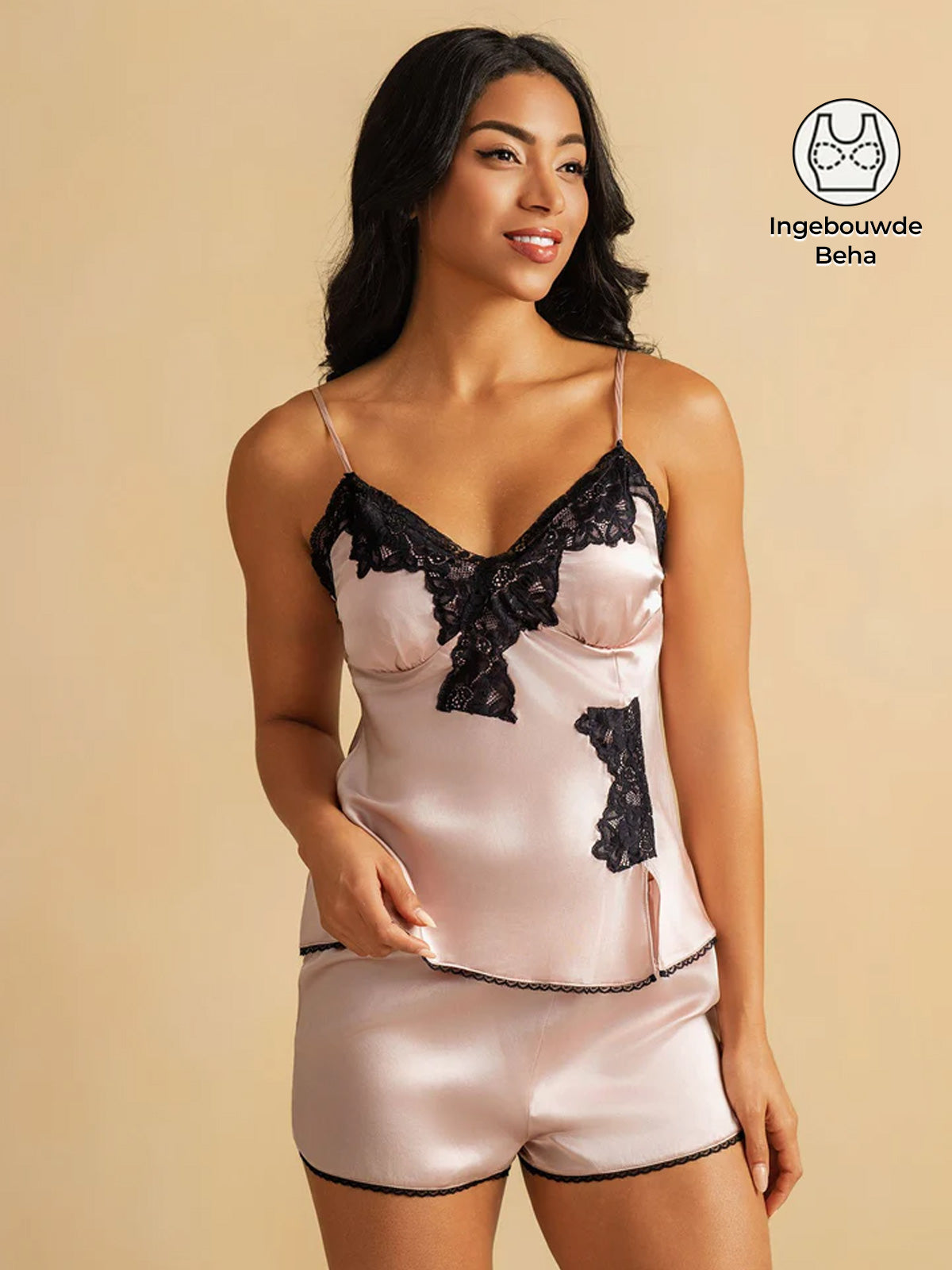 Pure Zijde Camisole Set met Zijslits Zoomontwerp