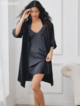 SilkSilky-NL Halve Mouw Womens Robe video 001