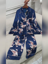 SilkSilky-NL Long Sleeve Lapel Collar Dames Pyjama Set video 001