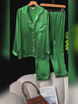 SilkSilky-NL Long Sleeve Lapel Collar Dames Pyjama Set video 001