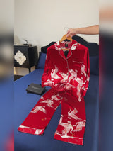 SilkSilky-NL Long Sleeve Lapel Collar Dames Pyjama Set video 001
