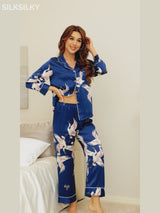 SilkSilky-NL 19Momme Lange Mouw Notchkraag Dames Pyjama Set video 001