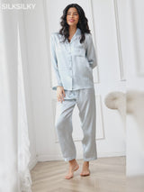 SilkSilky-NL Lange Mouw Notchkraag Dames Pyjama Set video 001
