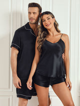 [Zwart] SilkSilky-NL Pure Silk Korte Mouw Couple 003