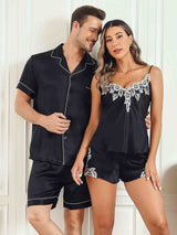 [Zwart] SilkSilky-NL Pure Silk Korte Mouw Couple 001