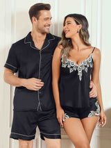 [Zwart] SilkSilky-NL Pure Silk Korte Mouw Couple 005