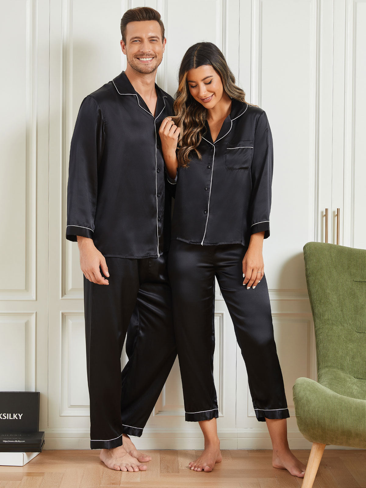 SilkSilky NL Pure Silk Lange Mouw Couple Zwart 003