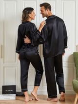 [Zwart] SilkSilky-NL Pure Silk Lange Mouw Couple 002