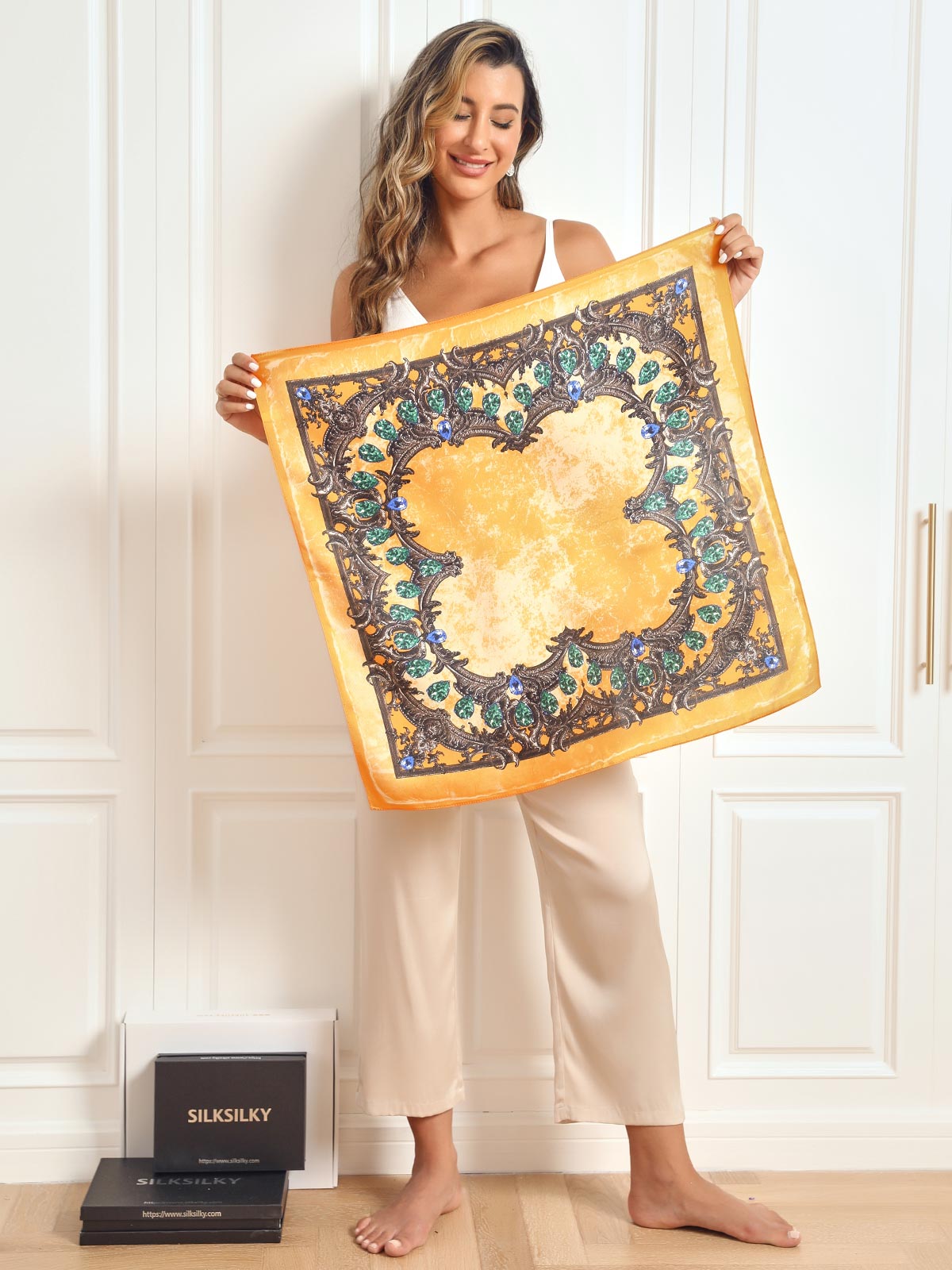 [P052] SilkSilky-NL Pure Silk Scarf 002