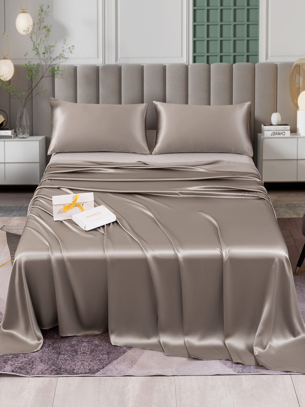 SilkSilky NL 25Momme Pure Silk Bedding Set Grijs 001