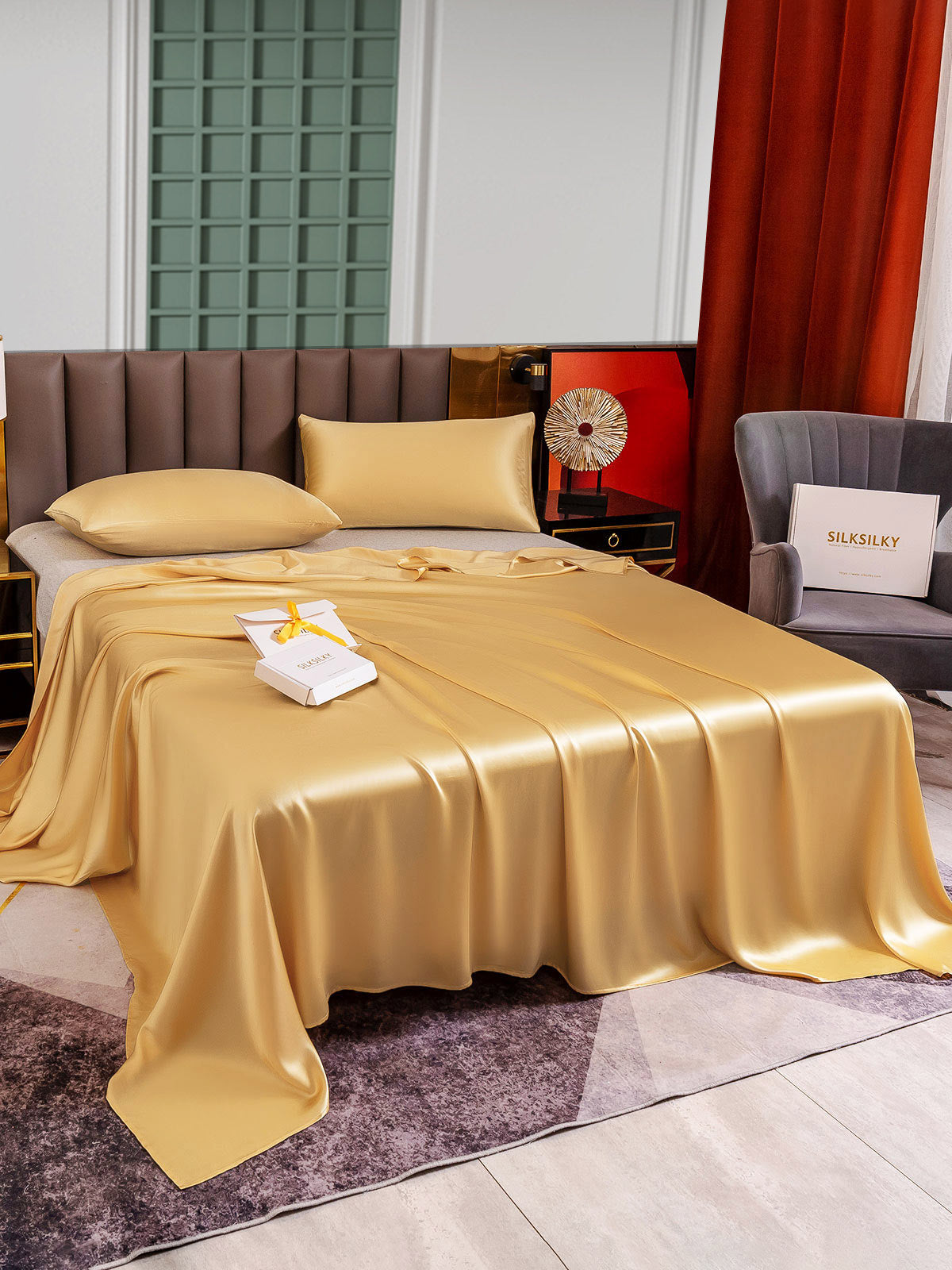 SilkSilky NL 25Momme Pure Silk Bedding Set Champagne 003